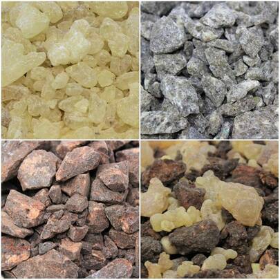 4-Piece Premium Incense Resin Sampler - Copal/Benzoin/Dragons Blood/Frankincense & Myrrh | Natural Aroma For Stress Relief, Home  & Aromatherapy