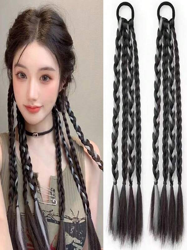Ponytail Wig, Braided Ponytail Wig, Long Messy Braid Elastic Hair Tie Wig Braid
