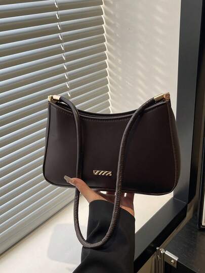 New Fashion Versatile Solid Color PU Waterproof Material Hardware Decoration Design Single-Shoulder Bag, Lady Elegant Wallet, Zipper Opening Single-Shoulder Bag, Business Commuting Bag, Suitable For Shopping. For Going Out To Parties, Festival Gifts