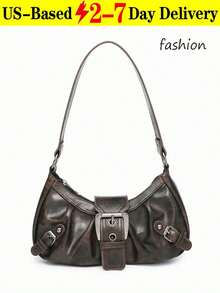 [US-Based Shipping]1pc Women Retro Biker Chic Studded Adjustable Strap Crossbody Bag, Large Capacity Soft Gradient Leather Shoulder/Underarm Bag, Suitable For Work, Dating, Parties, Vintage Bag For Women, Halloween Purse Perfect For Fancy Party Halloween Fashion & Gothic Fashion,Women's Fall Clothing Winter Clothing Christmas Halloween Gift Pumpkin Skeleton Fall Spider Autumn Velvet Furry Party Fuzzy Plush,Rivet Decoration,PU Leather Women's Handbag, Versatile Retro Small Bag, Fashionable Crescent Moon Bag,Shoulder Underarm Bag,Niche Design, Steampunk, Goth, Bag For Women, Cool Girls Street Wear, Perfect For Music Festival, Concert, Rock Style Bag For Women, Japanese Bag, Y2k Bag, Gothic Punk Bag For Women, 2000s Fashion Style Bag For Women, Vintage Bag For Women, Street & Japanese Bag For Women,Buckle Punk Hobo Shoulder Bag Clutch Purses Bags,Black Purse Bags Purses And Bags Women Gold Purse Tote Bag Bags For Women Red Purse White Purse Carteras Para Mujer Brown Purse Y2k Crossbody - 棕色 - 查看 6