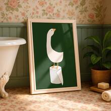 1 pieza Póster divertido de pato para el baño: Decoración humorística para el inodoro, adecuado para la decoración del hogar, la decoración de la habitación, la decoración del dormitorio, la decoración de la sala de estar, la decoración del baño, la decoración de la pared, arte de pared opcional con marco - Multicolor - Ver 2