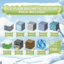 Sicilaien Bloques Magnéticos 150PCS, Juego de Bloques Temáticos de Hielo, Cubos Magnéticos para Niños, Juguetes Educativos de Aprendizaje Stem para Niños de 3+ Años de Edad - 1 - Ver 4