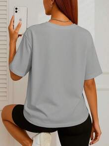 Women's Basic Duck Training T-Shirt Cotton Shirt - Grey - View 3