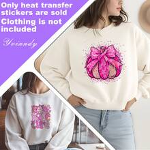 6 قطع ملصقات نقل حراري مزينة بعناصر قرع وردي للكريسماس، ملصقات فينيل مربعة ملونة، رقع قابلة للغسل للكي، مناسبة للخياطة والأعمال اليدوية والموضة، ملصقات DIY للملابس والحقائب الظهر - متعدد الألوان - مشاهدة 5