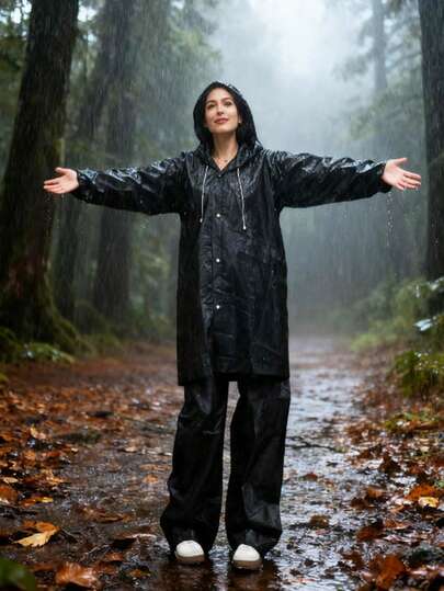 Conjunto de 2 capas de chuva de EVA espessas e à prova d'água para caminhadas, capa de chuva transparente multiuso para homens e mulheres, capa de chuva tipo mochila para camping e caminhadas