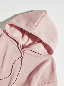Ropa de mujer Sudadera con capucha de color sólido, nueva, de corte holgado, cómoda, versátil y básica - Rosa - Ver 5