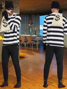 5/8pcs Adult Thief Costume Set, Party Outfit, Masquerade Cosplay Attire