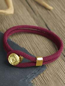 Minimalist Handmade 4mm Rope Bracelet Gold Color Compass Personalized Bracelet For Male Cool Jewelry