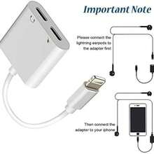 2-In-1 Lightning Charger Cable Adapter, Earphone Jack Cable Adapter, Headphone Adapter, Separate Audio And Charging Converter Dual Lightning Converter For IPhone 14/13/12/11/XS/XS Max/XR/X/8/8Plus/7/7Plus/IPad - White - View 4