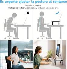 Soporte para Monitor y Laptop Ajustable para Escritorio, 3 Alturas, Metal Negro - Negro - Ver 4