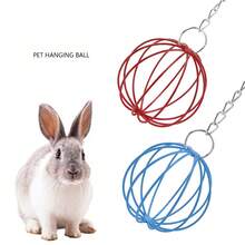 Pet Rabbit Chew Toy Ball, Hanging Grass Feeder Rack, Guinea Pig Stainless Steel Plated Grass Rack Ball For Play - 彩色 - 查看 9