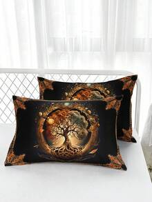 2/3件套生命之树与神秘宇宙床上用品套装（1个被套+1/2个枕套，不含枕芯），高清印花，适合家居和宿舍，四季皆宜 - 彩色 - 查看 10