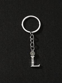 1pc Fashionable Minimalist Style Hollow Out Rhinestone Studded 26 English Letter Unisex Keychain Pendant Accessory - Silver XYK2024 - View 36