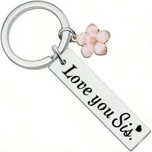 1pc Women's "My Sister" Stainless Steel Keychain With Flower Pendant Gift For Friends & Sisters Birthday Keychain For Bag Car Accessories For Women - Silver 6 - View 3