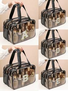 1个大容量旅行双层洗漱包，多功能化妆包，干湿分离洗漱收纳包，化妆品收纳袋，便携式化妆包，防水护肤品收纳包，浴室化妆包，简约风格手提包，沙滩包，适用于收纳护肤品、日常用品、口红、化妆刷、化妆笔、眼影、镜子、眼线笔、唇彩、护肤品、牙刷、牙刷杯、香皂、洗发水、梳子、手表、手机、项链、首饰、数码产品等。 - 黑色 - 查看 2