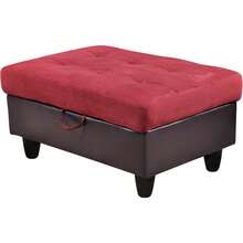Crimson Flannel & PVC 3-Piece Sofa Set With Storage Ottoman | [2 Options]2 Purchase Options: Complete Set With 2 Pillows Or Ottoman Only, Contemporary Sectional Couch With Solid Wood Frame, Easy Assembly - 紅色 - 查看 9