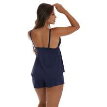 Robe e Baby Doll de Amamentação Renda Elegante Maternidade Enxoval Mamãe Hobby Roupão Short e Blusa Pijama Kimono AZUL MARINHO