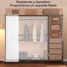Armario Plegable con Cortinas y Ruedas - Clóset Perchero Portátil para Ropa, Guardaropa de Lona y Metal para Lavandería, Dormitorio, Oficina - Fácil Instalación - 160, Negro - Negro - Ver 8