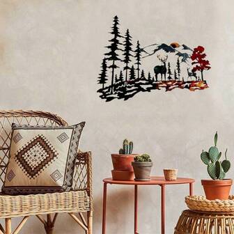 1 件金属鹿墙饰森林鹿，圣诞节和新年婚礼装饰，山地金属墙饰，乡村小屋墙饰，野生动物狩猎墙饰，适用于小屋卧室