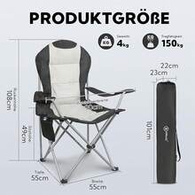 Homecall Campingstuhl Faltbar 150kg Belastbar Campingstuhl Hochlehner 108cm mit Lendenwirbelstütze, Gepolstert Klappstuhl Camping Stuhl Angelstuhl Faltbar für Garten Picknick
