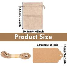 Brown Gift Bag And Hemp Rope Tag Combination, Christmas Advent Gift Bag, Suitable For DIY Weddings, Christmas Gifts, Parties, Jewelry Bags, Birthdays, Mother's Day, Valentine's Day, Halloween, Christmas Eve Decoration Accessories