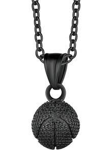 Richsteel 3D/Basketball/Soccer/Baseball Ball Boxing Glove Cool Pendant Men, 316L Stainless Steel Sneaker Chain,Sport Fan Jewelry - 02-黑色籃球 - 查看 1