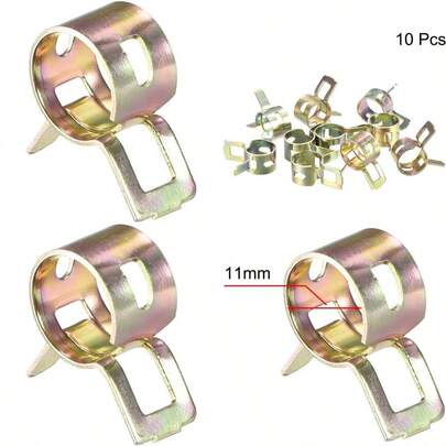 Uxcell 11mm 7/16inch Spring Band Type Action Fuel/Silicone Vacuum Hose Pipe Clamp Low Pressure Air Clip Clamp 10pcs