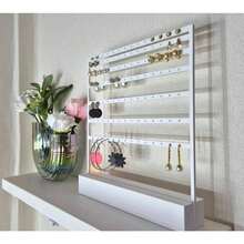 Suporte de Brincos com 49 Pares Organizador de Mesa Design Elegante Porta Joias Prático e Funcional - Branco - Visão 1