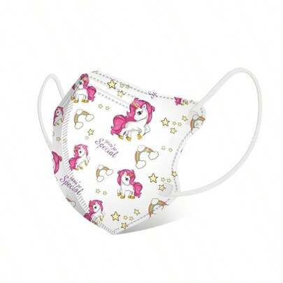 Cubrebocas Infantil KN95 con Diseño de Unicornio, Protección y Comodidad para Pequeños, 10 piezas