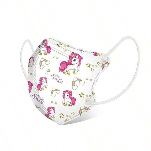 Cubrebocas Infantil KN95 con Diseño de Unicornio, Protección y Comodidad para Pequeños, 10 piezas
