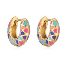 2件套复古优雅扭曲多层不锈钢耳环，适合日常、派对、约会佩戴，是送给女朋友的绝佳礼物 - 彩色 - 查看 3