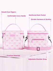 Meoky Large Capacity Insulated Lunch Bag with Shoulder Strap – Reusable Waterproof Cooler Tote for Women & Adults, Leakproof Thermal Bento Lunch Box with Thick Aluminum Lining, Ideal for Work, School, Office, Travel, Picnic & Camping - 粉色 - 查看 2