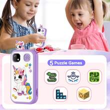 Kids Smart Phone, Christmas Birthday Gifts For Girls And Boys Age 3-10, MP3 Music Player With Dual Camera, Touchscreen Phone Learning Toy For 3 4 5 6 7 8 9 10Year Old Girl