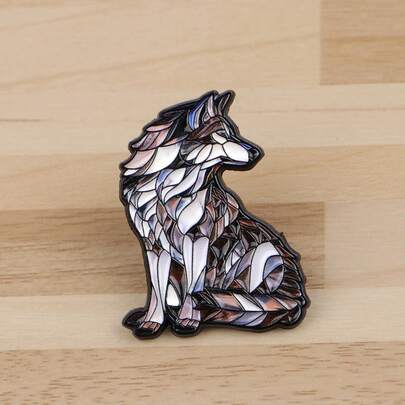 1pc Wolf Enamel Brooch - Unique Lapel Pin, Personalized Badge For Backpacks And Clothes