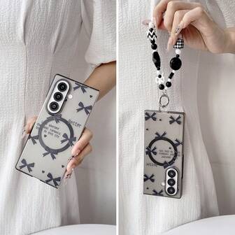 keshengtai 1 件磨砂蝴蝶图案磁性手机壳和 1 件手链套装，适用于三星 Galaxy Z Fold 7 6 5 4 3 5G