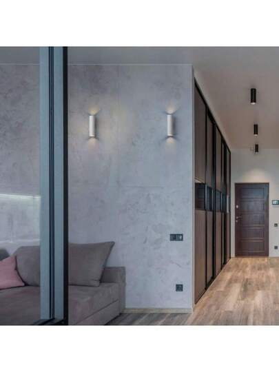 Alpinaluz Wand Light: Dual Verlichting Up Down, Wit Aluminum, GU10 Sockets, Bulbs Not Included. view 6