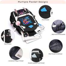 K-Pop D-Emon H-Unters Bag Outdoor Travel Backpack Double Shoulder Bag School Bag Laptop Bag Luggage Bag Men's And Women's The Same Style Backpack Durable And Wear Resistant Daily Travel Business Work Bag - 黑色 - 查看 4