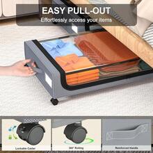 Caja de almacenamiento para zapatos debajo de la cama color negro de acero inoxidable con ruedas - Gris - Ver 3