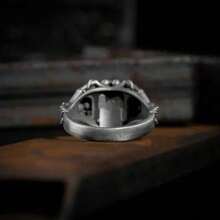Men's Vintage Skull Ring - Motorcycle Biker Ring In Heavy Steel, Gothic Punk Fashion Statement Jewelry - Bạc - Xem 4