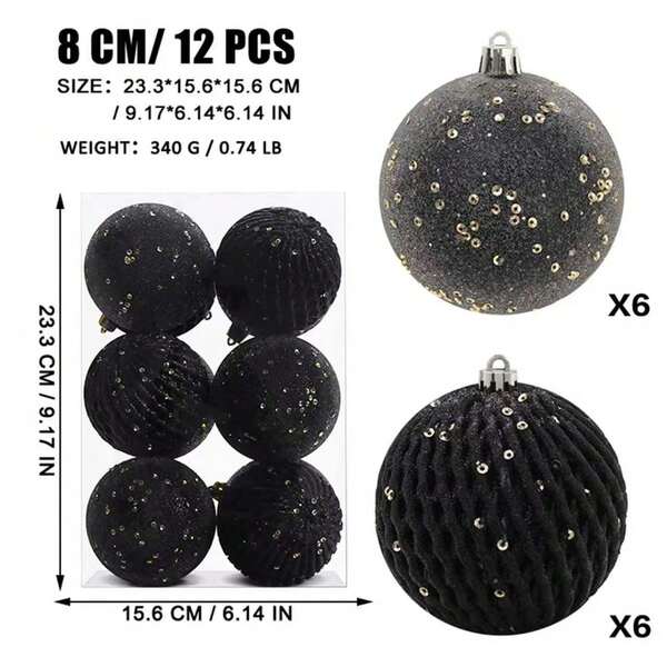 12 pezzi Palline di Natale da 8cm, Decorazioni natalizie da appendere, Decorazioni per albero di Natale, Regali di Natale, Decorazioni per la casa, Decorazioni per la stanza, Decorazioni invernali