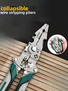 Heavy Duty Multi-Functional Folding Wire Stripper And Crimping Tool - Multifunctional Pliers With Wire Stripping, Crimping, And Bending Functions, Ergonomic Handle, Compact Folding Design, Suitable For Electricians, DIY, And Professionals, 2025 New Model
