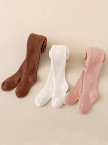 3 Pairs Of Solid Color Bottoming Pantyhose For Girls Suitable For Daily Life