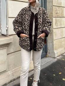 1 Stück Damen Vintage Loose Lässig Hemdkragen Langarm Einreiher Wollemischung Jacke, Herbst/Winter