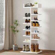 OYAJIA Vertikales Schuhregal, Schuhregale, Schuhturm für Kleine Räume, Freistehend, Verstellbar, Platzsparend, 13-stöckige Schuhschrank, 114 x 45 x 20 cm DIY-Lagerregal, Weiß