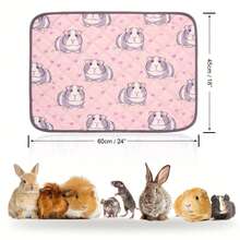 18" X 24" Washable Guinea Pig Cage Pad, Reusable Waterproof Super Absorbent Guinea Pig Pee Pad, Pet Bowl Mat, Small Animal Anti-Slip Mat For Guinea Pigs, Rabbits, Hamsters, Rats - Pink - View 13