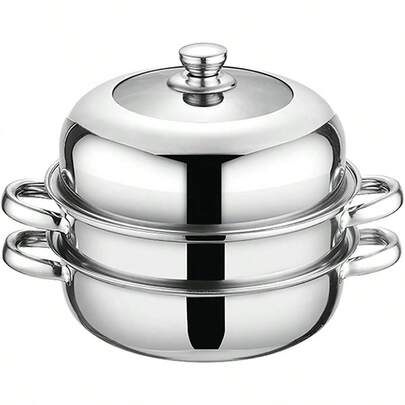 Steamer Pot For CookingStainless Steel Steamer Pot 11 Inch Steam Pots With Lid 2-Tier For Cooking Veggies Fish Seafood Noodles Pasta Foodgift