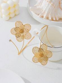 Tornozeleira Geométrica Oca 3D Minimalista e da Moda, Adequada para Festas e Eventos, Presente - Dourado - Visão 5