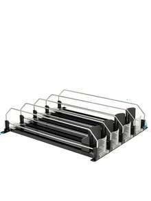 Drink Organizer For Fridge, Soda Can Organizer Dispenser For Refrigerator With Automatic Pusher Glide, Width Adjustable Clear Dividers Can Holder