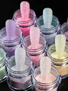 9色珠光糖指甲粉激光糖果美甲闪粉婚礼颜料粉毛衣雪花冬季圣诞节美甲饰品情人节装饰美甲用品 - 彩色 - 查看 3