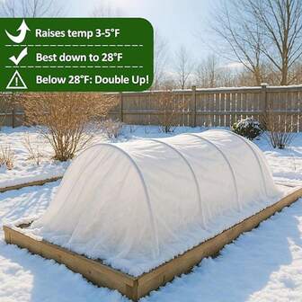 无纺布植物覆盖物，防霜冻保护罩，可重复使用的矩形防霜冻浮动植物毯，适用于寒冷天气和雪天的花园